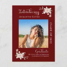 Moderne Floral Afstuderen 2022 Foto-uitnodiging Uitnodiging Briefkaart