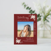 Moderne Floral Afstuderen 2022 Foto-uitnodiging Uitnodiging Briefkaart (Staand voorkant)