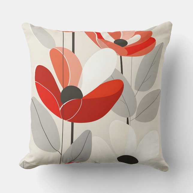 Moderne Floral Art Print Kussen (Voorkant)