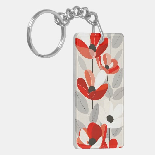 Moderne Floral Art Print Sleutelhanger (Voorkant Links)