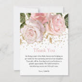 Moderne Floral Baby Girl Shower Dank je kaart (Voorkant)