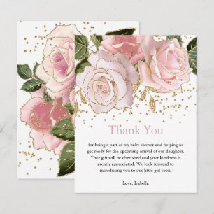 Moderne Floral Baby Girl Shower Dank je kaart