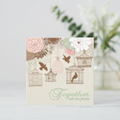 Moderne Floral Birdcage bruiloft Kaart (Staand voorkant)