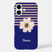 Moderne Floral Blue Peach Case-Mate iPhone Case (Achterkant)