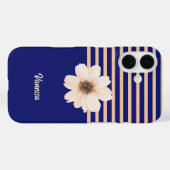 Moderne Floral Blue Peach Case-Mate iPhone Case (Achterkant (horizontaal))
