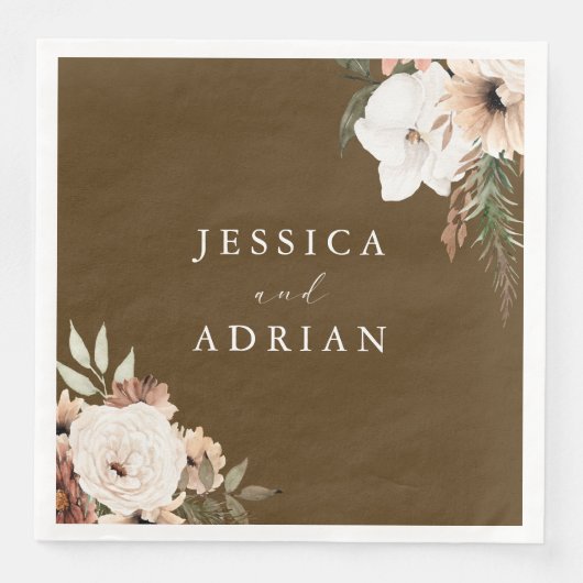 Moderne Floral Boho bruiloft Servet (Voorkant)