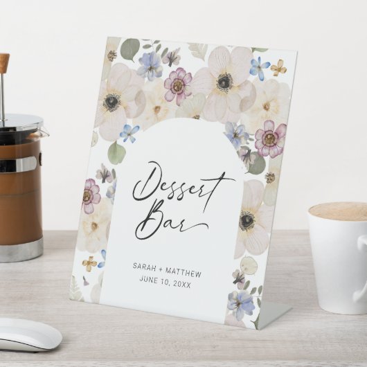 Moderne Floral Botanical Dessert Bar Reclamebord Met Voetstuk (Insitu)