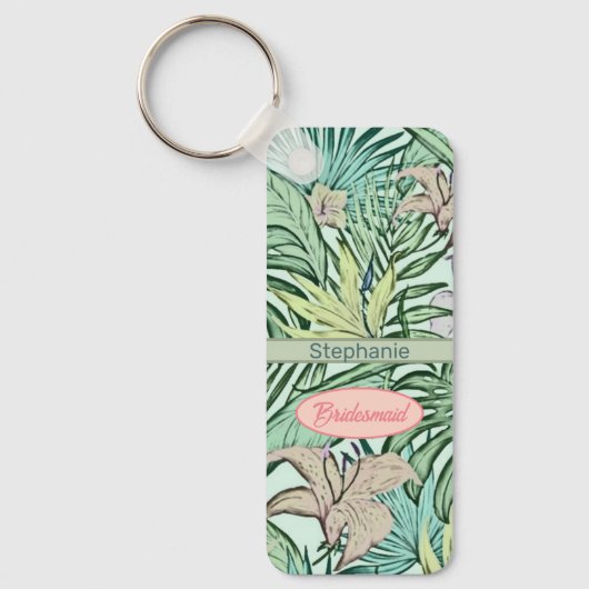 Moderne Floral Bridesmaid Sleutelhanger (Voorkant)