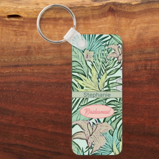 Moderne Floral Bridesmaid Sleutelhanger (Voorkant)