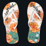 Moderne  Floral Bridesmaid Wedding Favor Teenslippers<br><div class="desc">Schitterende Oranje Rozen vergezeld van roze en witte bloemen op een gouden draadje.</div>