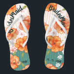 Moderne  Floral Bridesmaid Wedding Favor Teenslippers<br><div class="desc">Schitterende Oranje Rozen vergezeld van roze en witte bloemen op een gouden draadje.</div>