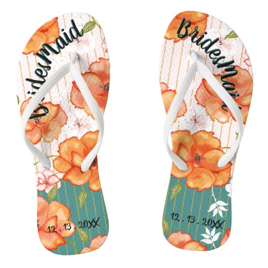 Moderne  Floral Bridesmaid Wedding Favor Teenslippers (Voetbed)
