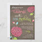 Moderne Floral Brown & Roze Fancy Birthday Party Kaart (Voorkant)