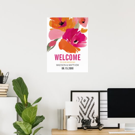 Moderne Floral Bruiloft Digitale Download Poster (Thuiskantoor)