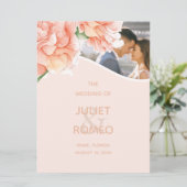 Moderne Floral bruiloft foto Programmakaart (Staand voorkant)