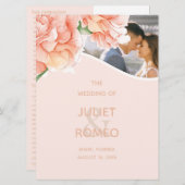 Moderne Floral bruiloft foto Programmakaart (Voorkant / Achterkant)