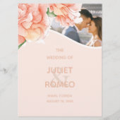 Moderne Floral bruiloft foto Programmakaart (Voorkant)