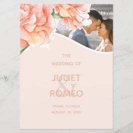 Moderne Floral bruiloft foto Programmakaart