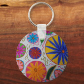 Moderne Floral Button Key Ring Sleutelhanger (Voorkant)