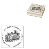 Moderne Floral Camera Naam & Rond Terugkeeradres Rubberstempel (Gestempeld)