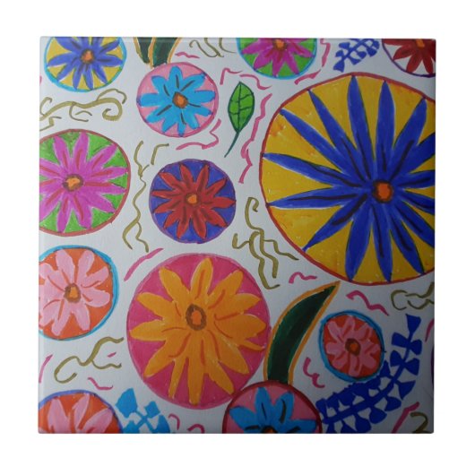 Moderne Floral Ceramic Tegel Tegeltje (Voorkant)