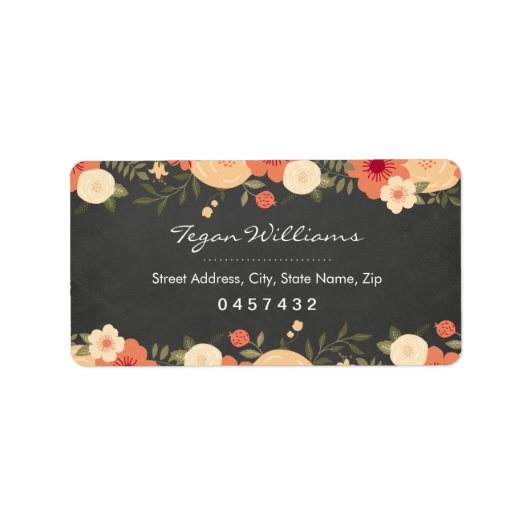 Moderne Floral Chalkboard Adresetiketten Etiket (Voorkant)