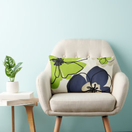 Moderne Floral Chartreuse Navy Cream Kussen