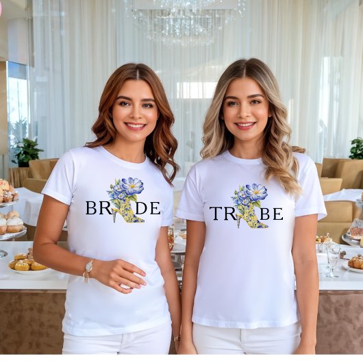 Moderne Floral Chinoiserie High-Heel bruidsmeisje T-shirt