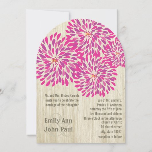 Moderne Floral Chrysanthemum Wedding Invitations Kaart (Voorkant)