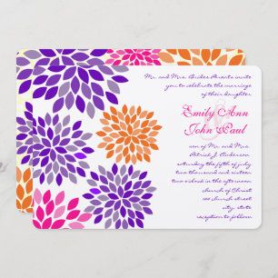 Moderne Floral Chrysanthemum Wedding Invitations Kaart