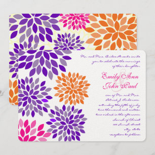 Moderne Floral Chrysanthemum Wedding Invitations Kaart