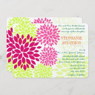 Moderne Floral Chrysanthemum Wedding Invitations Kaart