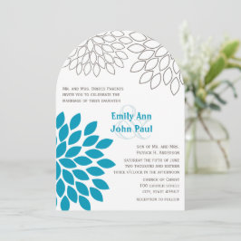Moderne Floral Chrysanthemum Wedding Invitations Kaart