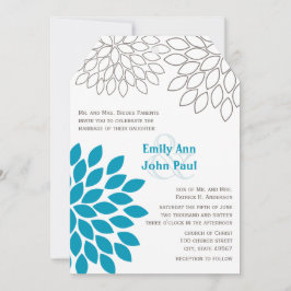 Moderne Floral Chrysanthemum Wedding Invitations Kaart