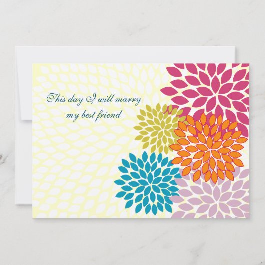 Moderne Floral Chrysanthemum Wedding Invitations Kaart (Achterkant)