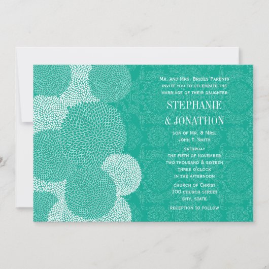 Moderne Floral Chrysanthemum Wedding Invitations Kaart (Voorkant)