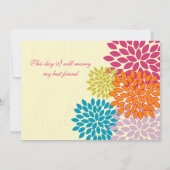 Moderne Floral Chrysanthemum Wedding Invitations Kaart (Achterkant)