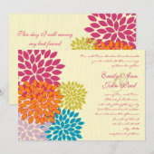 Moderne Floral Chrysanthemum Wedding Invitations Kaart (Voorkant / Achterkant)