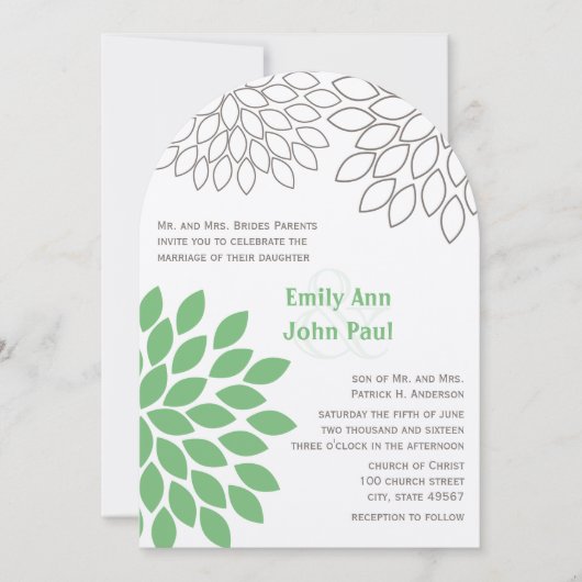 Moderne Floral Chrysanthemum Wedding Invitations Kaart (Voorkant)