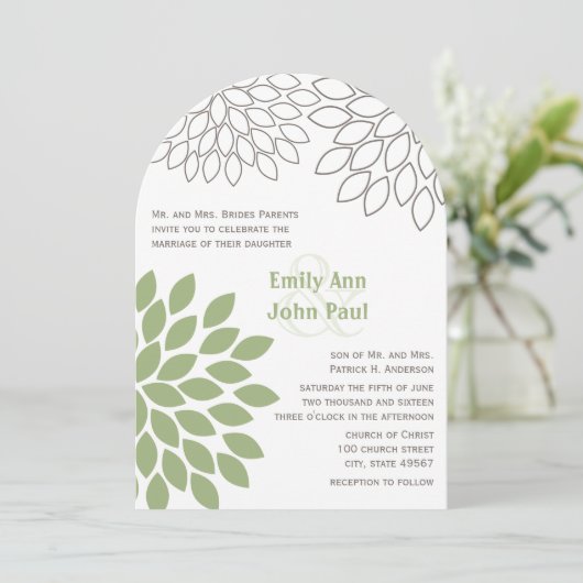 Moderne Floral Chrysanthemum Wedding Invitations Kaart (Staand voorkant)