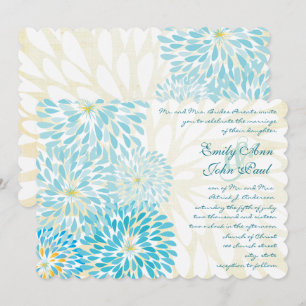Moderne Floral Chrysanthemum Wedding Invitations Kaart