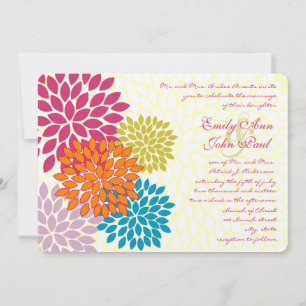 Moderne Floral Chrysanthemum Wedding Invitations Kaart