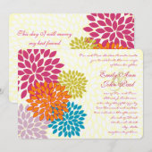 Moderne Floral Chrysanthemum Wedding Invitations Kaart (Voorkant / Achterkant)