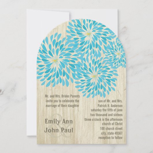 Moderne Floral Chrysanthemum Wedding Invitations Kaart (Voorkant)