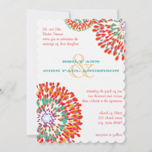 Moderne Floral Chrysanthemum Wedding Invitations Kaart