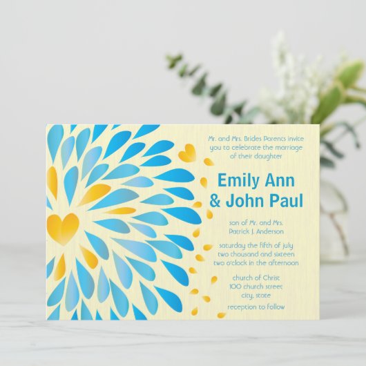 Moderne Floral Chrysanthemum Wedding Invitations Kaart (Staand voorkant)