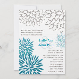 Moderne Floral Chrysanthemum Wedding Invitations Kaart