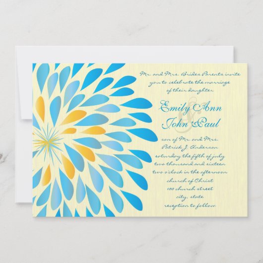 Moderne Floral Chrysanthemum Wedding Invitations Kaart (Voorkant)