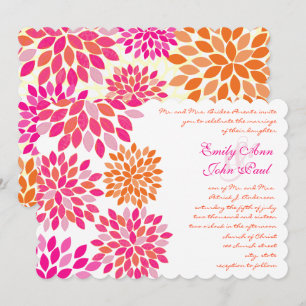 Moderne Floral Chrysanthemum Wedding Invitations Kaart
