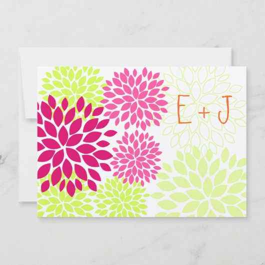 Moderne Floral Chrysanthemum Wedding Invitations Kaart (Achterkant)